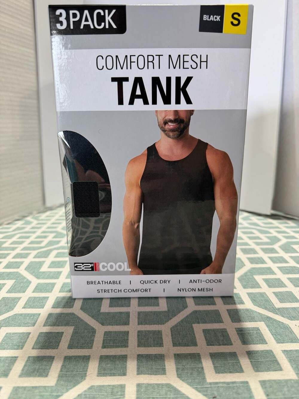 32 Degrees Cool Comfort Mesh Tank Size S Black 3-Pack